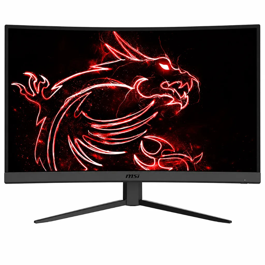 MSI G27CQ4 E2 27-inch WQHD curved gaming monitor front view with slim bezel display and gaming stand