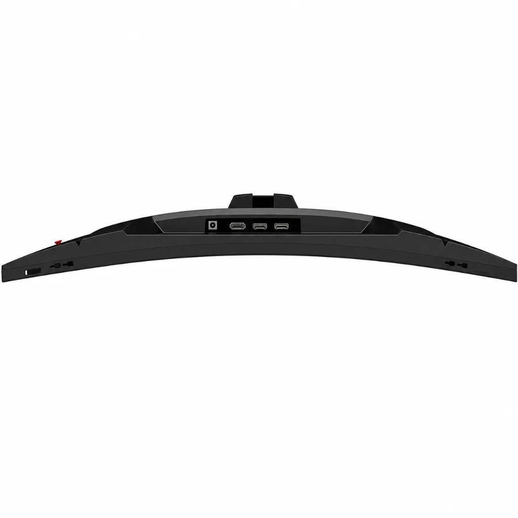 MSI G27CQ4 E2 curved gaming monitor rear port view showing power input HDMI and DisplayPort connectivity