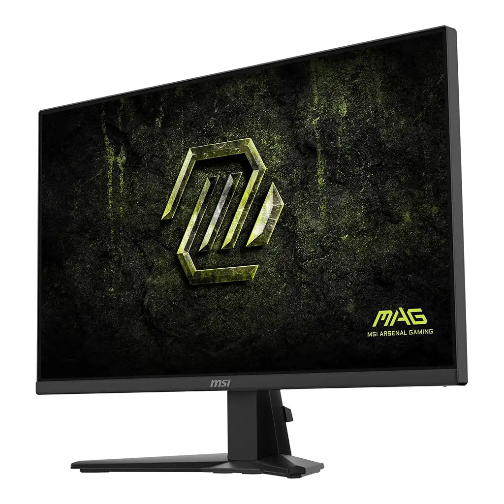 MSI MAG 275F E20 27 Inch FHD Gaming Monitor with 200Hz Rapid IPS front left perspective angle view on desktop stand -tpstech.in