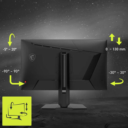 MSI MAG 275UPD E14 monitor stand with 130mm height, tilt, swivel and pivot adjustment -tpstech.in