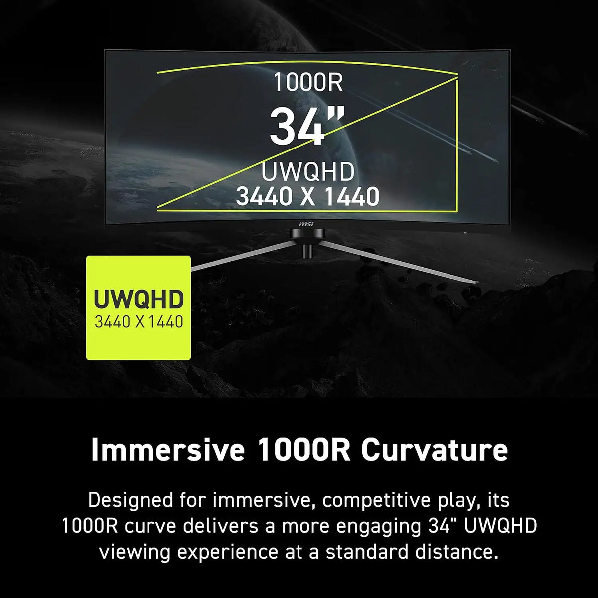MSI MAG 345CQRF E20 34 Inch 200Hz 0.5ms UWQHD Curved Gaming Monitor Immersive 1000R Curvature -tpstech.in