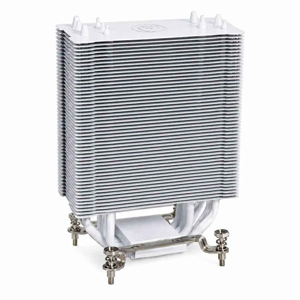 MSI MAG COREFROZR AA13 White CPU Air Cooler rear heatsink view with aluminum cooling fins and direct contact heat pipe design -tpstech.in