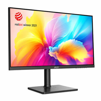 MSI Modern MD2412P 24 Inch FHD IPS Business Monitor with USB-C front right perspective view displaying vibrant floral artwork -tpstech.in
