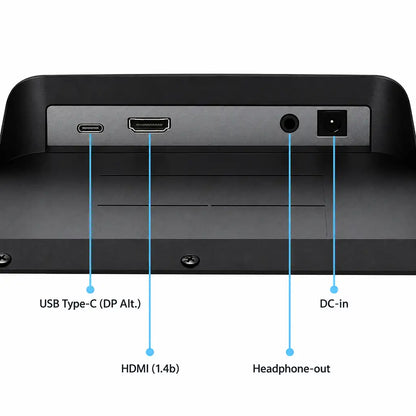 MSI Modern MD2412P 24 Inch FHD IPS Business Monitor with USB-C rear ports diagram showing USB Type-C HDMI headphone-out and DC-in -tpstech.in