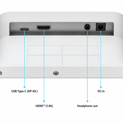 MSI Modern MD2412W 23.8 Inch FHD IPS Business Monitor (White) rear ports diagram showing USB Type-C HDMI headphone-out and DC-in -tpstech.in