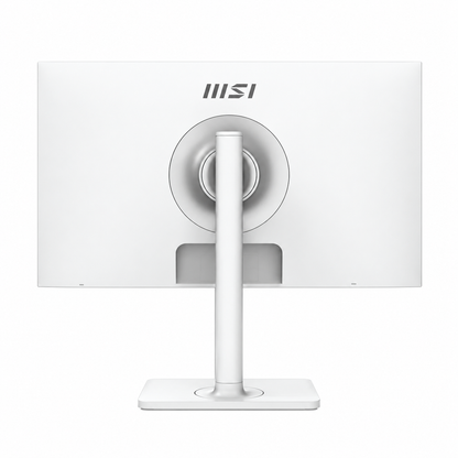 MSI Modern MD2412W 23.8 Inch FHD IPS Business Monitor (White) rear view showing circular mount and sleek white stand -tpstech.in