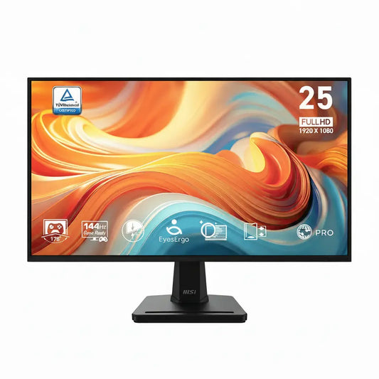MSI PRO MP251 E14L 24.5 inch Full HD IPS monitor with 144Hz refresh rate, EyesErgo technology and slim bezel display