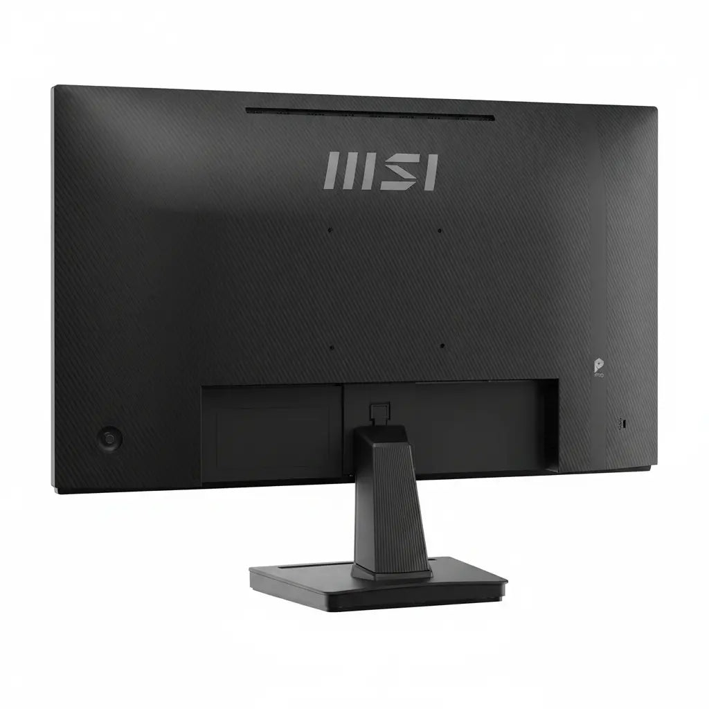 MSI PRO MP251 E14L 24.5 Inch Full HD IPS Monitor rear left view showing stand design and VESA mount support
