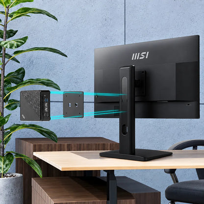 MSI PRO MP275QPG 27 Inch 100Hz WQHD IPS Business Monitor rear setup illustrating mini PC mountable feature on ergonomic stand -tpstech.in