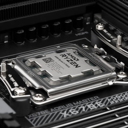 Noctua NA-TPG1 thermal paste guard installed on an AMD Ryzen AM5 processor before thermal paste application.