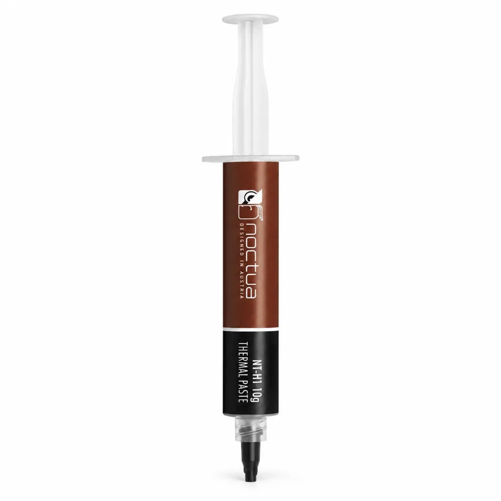 Front view of Noctua NT-H1 10g premium non-conductive thermal paste syringe.