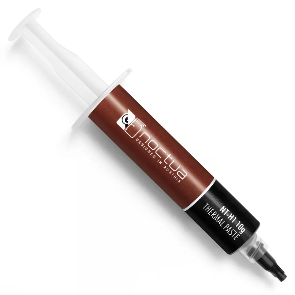 Noctua NT-H1 10g high-performance thermal paste syringe isolated on a white background.