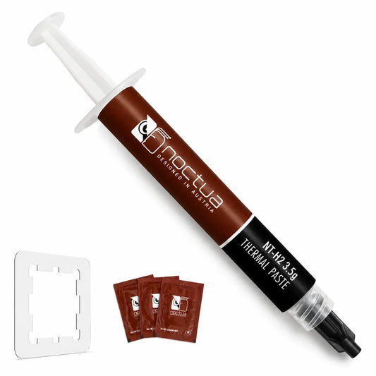 Noctua NT-H2 3.5g AM5 Edition thermal paste with AM5 thermal paste guard and NA-CW1 cleaning wipes.