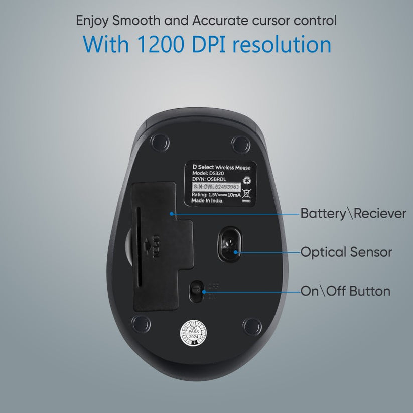 Dell Exclusive D SELECT DS320 1200DPI USB Wireless Mouse - tpstech.in