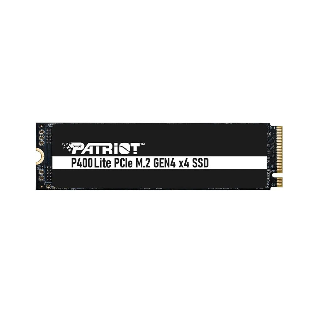 Patriot Memory P400 Lite 1TB PCIe Gen4 NVMe SSD top-down view showing black graphene heat shield sticker isolated on white -tpstech.in
