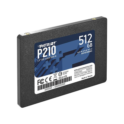 Patriot P210 512GB 2.5 Inch SATA III Internal SSD left perspective angle view isolated on white background -tpstech.in
