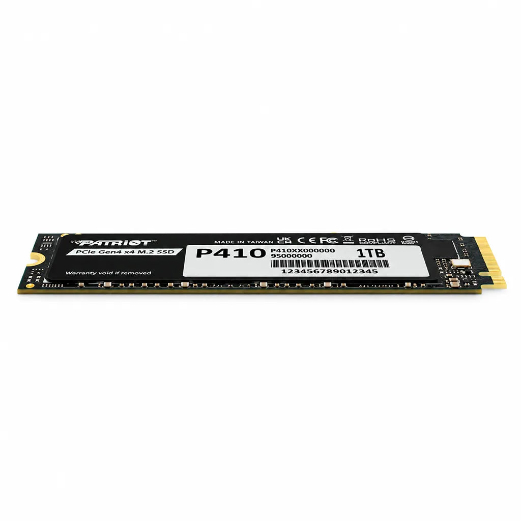 Patriot P410 1TB PCIe Gen4 NVMe SSD for Laptops & Desktops ultra thin side profile view showing slim single-sided layout -tpstech.in