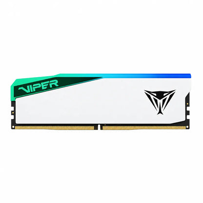 Patriot Viper Elite 5 RGB 16GB DDR5 6000MHz CL30 RAM front profile view with white heatsink and illuminated light bar -tpstech.in