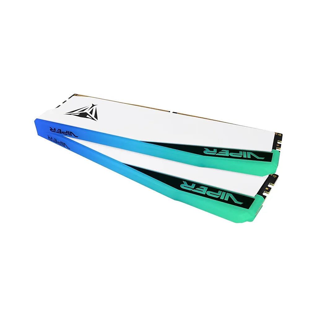 Patriot Viper Elite 5 RGB 32GB 2X16GB DDR5 6000MTs CL30 RAM dual kit stacked together showing sleek white heatshield -tpstech.in
