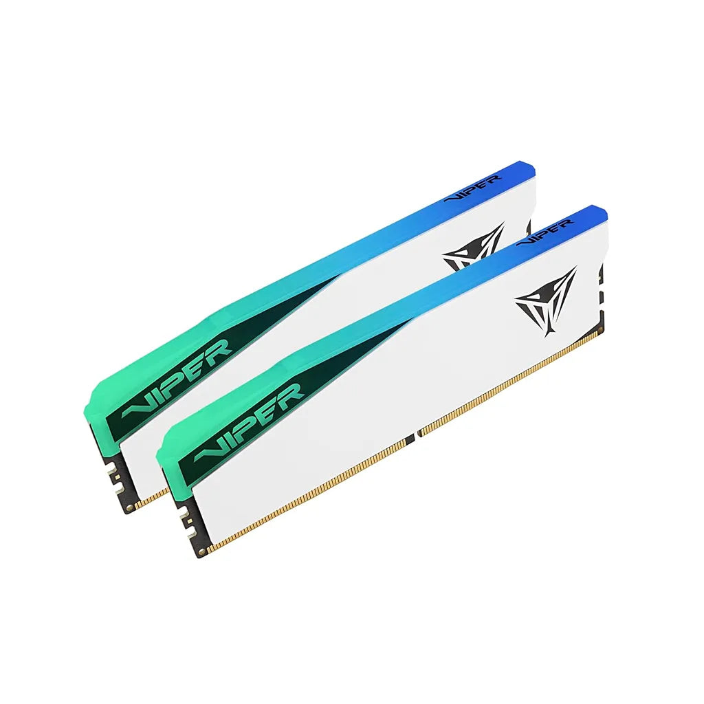 Patriot Viper Elite 5 RGB 32GB 2X16GB DDR5 6000MTs CL30 RAM side by side isometric view displaying RGB light bars -tpstech.in