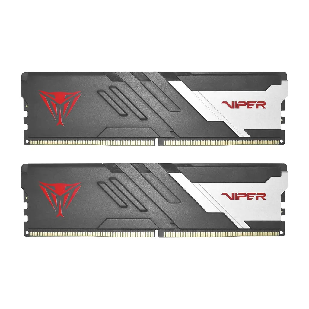 Patriot Viper Venom DDR5 32GB 2X16GB 6000MT/s desktop RAM flat side profile view displaying both memory modules with red Viper emblem and DDR5 pin interface -tpstech.in