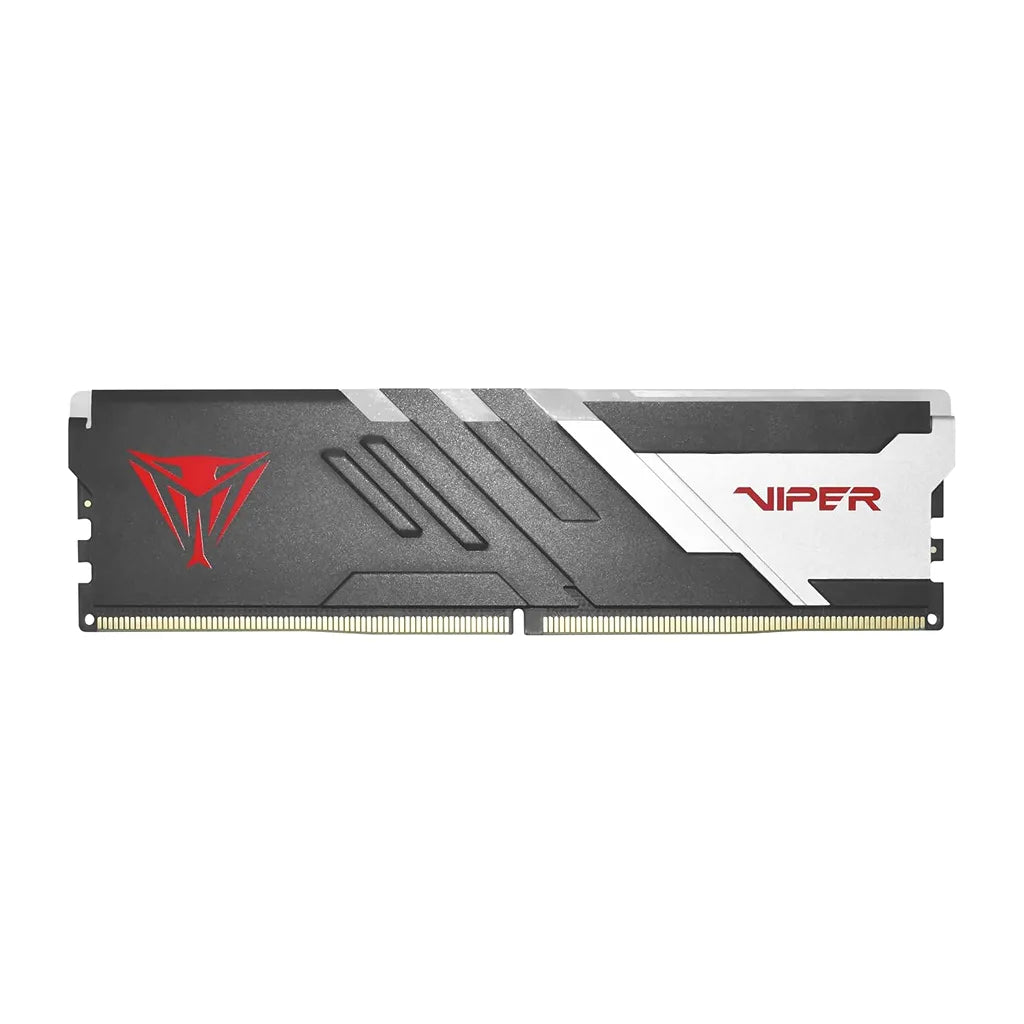 Patriot Viper Venom RGB 16GB DDR5 6000MHz CL30 RAM side profile featuring dual tone black and silver heatspreader -tpstech.in