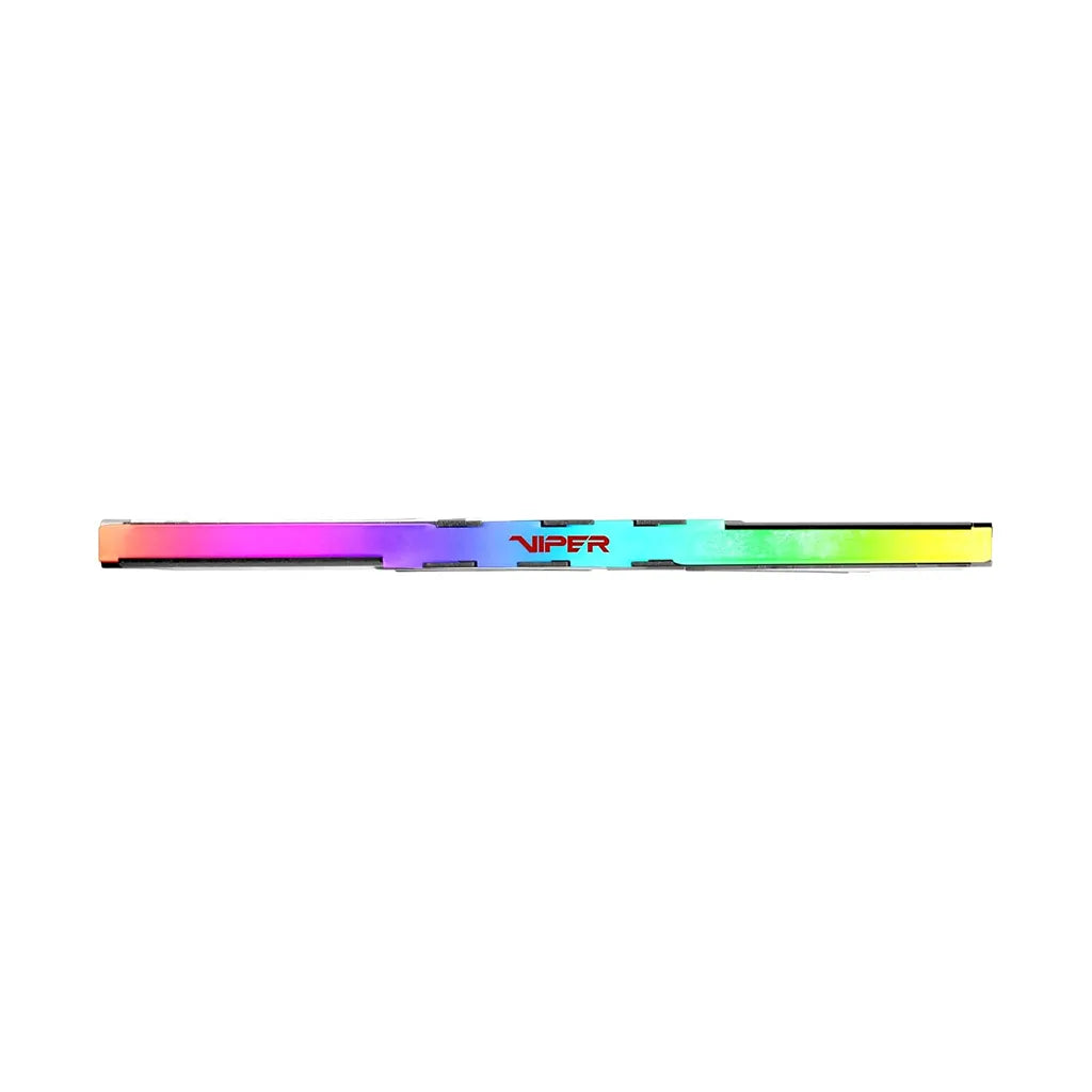 Patriot Viper Venom RGB 16GB DDR5 6000MHz CL30 RAM top view showing vibrant illuminated RGB light bar -tpstech.in