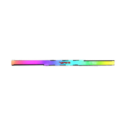 Patriot Viper Venom RGB 16GB DDR5 6000MHz CL30 RAM top view showing vibrant illuminated RGB light bar -tpstech.in