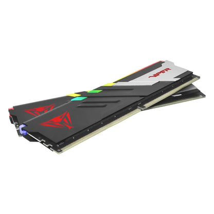 Patriot Viper Venom RGB 32GB 2X16GB DDR5 RAM 6000MTs CL30 isometric perspective view of dual desktop modules -tpstech.in