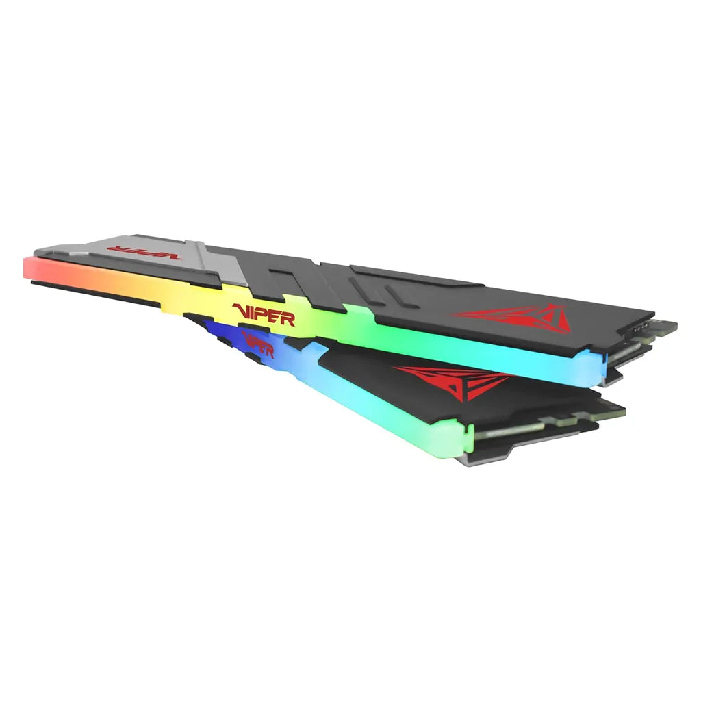 Patriot Viper Venom RGB 32GB 2X16GB DDR5 RAM 6000MTs CL30 stacked pair with illuminated multicolor RGB light bars -tpstech.in