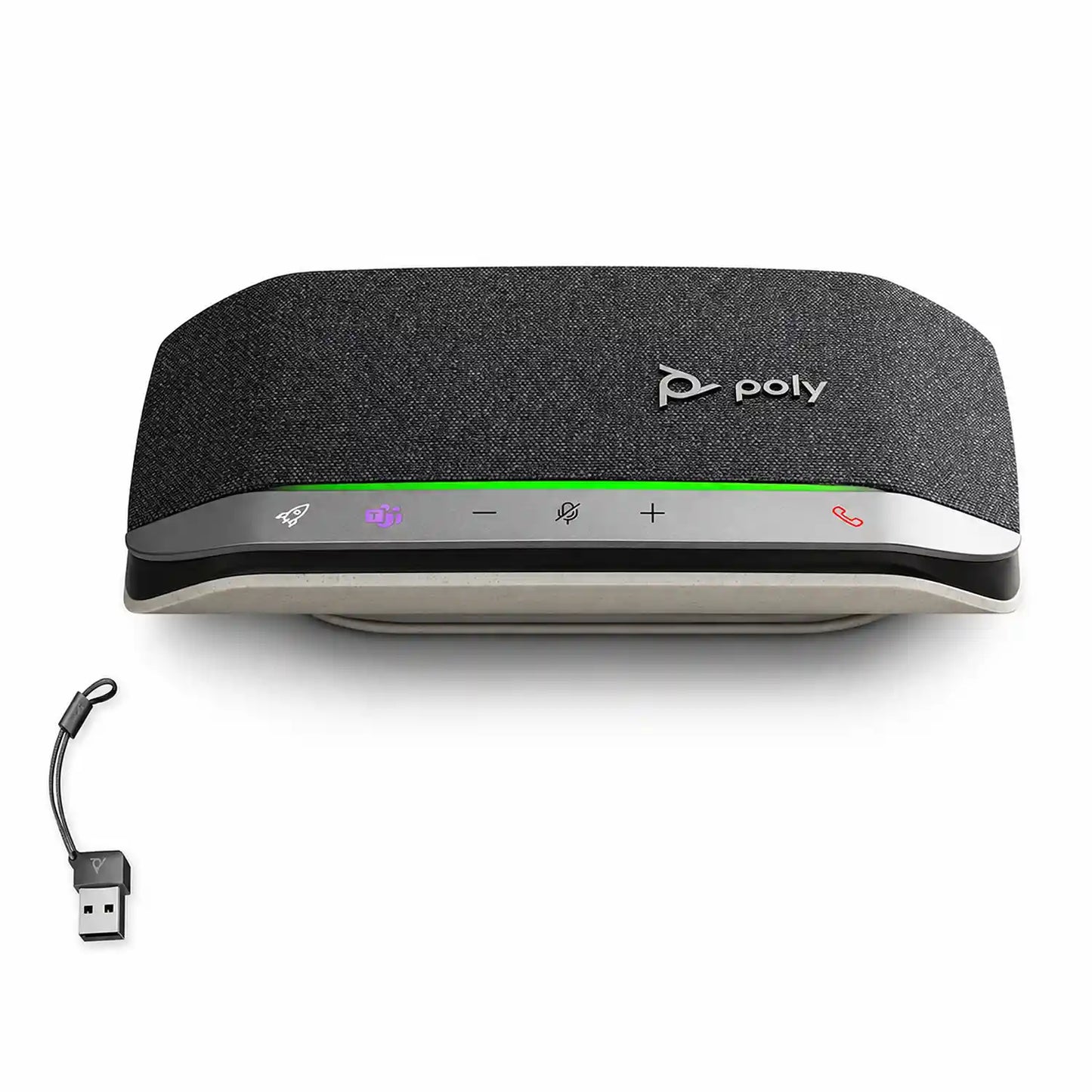 Poly Sync 20-M USB speakerphone front view showing Poly branding, microphone, volume and call controls-tpstech.in