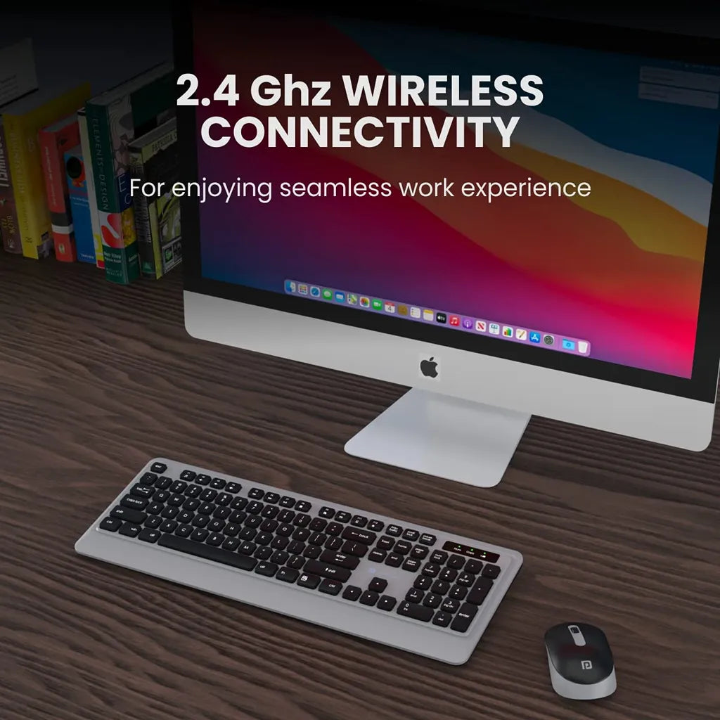 Portronics Key5 Combo POR 1569 Wireless Keyboard and Mouse Set Grey with 2.4GHz wireless connectivity for seamless work -tpstech.in