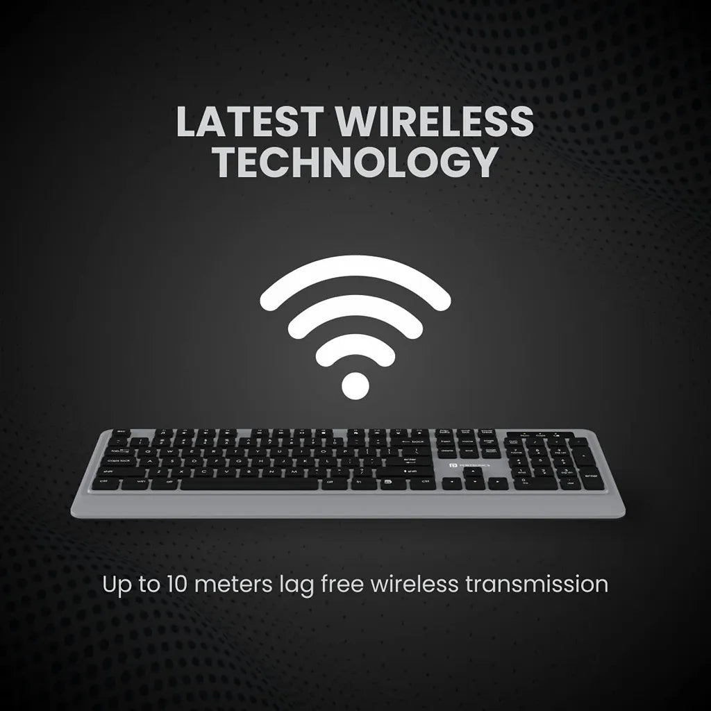 Portronics Key5 Combo POR 1569 Wireless Keyboard and Mouse Set Grey featuring latest wireless technology with up to 10 meters range -tpstech.in