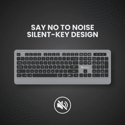 Portronics Key5 Combo POR 1569 Wireless Keyboard and Mouse Set Grey with silent key design for quiet typing -tpstech.in
