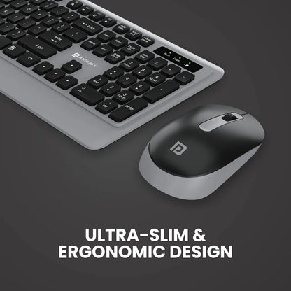 Portronics Key5 Combo POR 1569 Wireless Keyboard and Mouse Set Grey featuring ultra-slim ergonomic keyboard and mouse design -tpstech.in