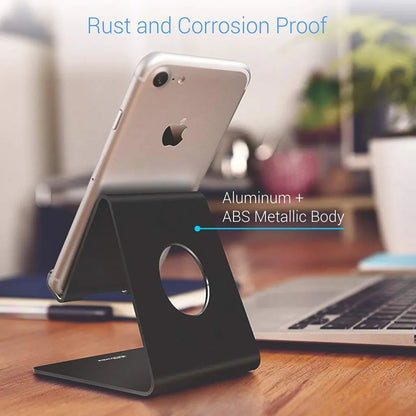 Portronics Modesk POR 122 Universal Stainless Steel Mobile Holder Black with rust and corrosion resistant aluminum and ABS body -tpstech.in