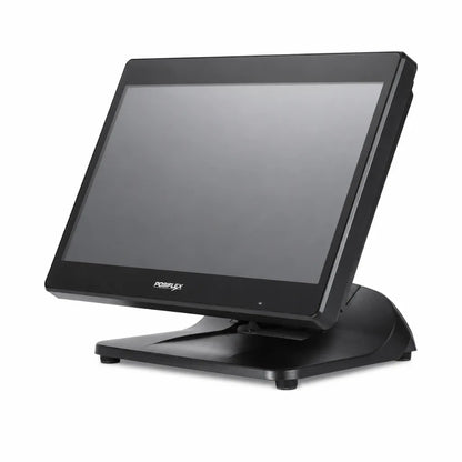 Posiflex PS-6216 Intel Core i3 11th Gen touch POS terminal front left angle view with 15.6-inch PCAP touchscreen.