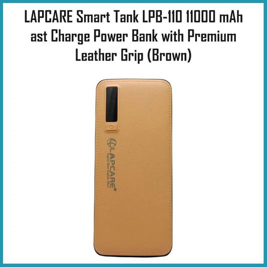 LAPCARE Smart Tank LPB-110 11000 mAh Fast Charge Power Bank with Premium Leather Grip (Brown)