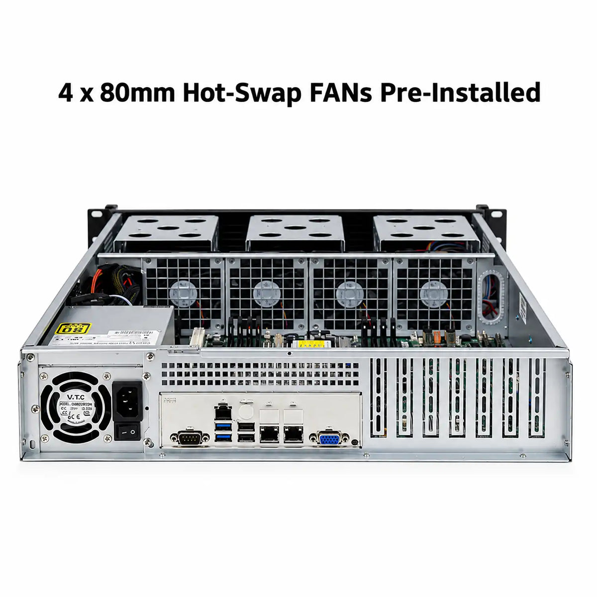 ProLab Design PL-2U-650L 2U server chassis with 4 x 80mm hot-swap fans pre-installed-tpstech.in