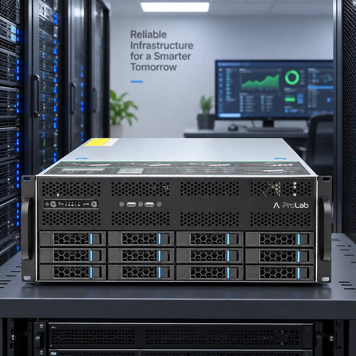 ProLab Design PL-465-12 4U rackmount server chassis installed in a professional data center environment-tpstech.in