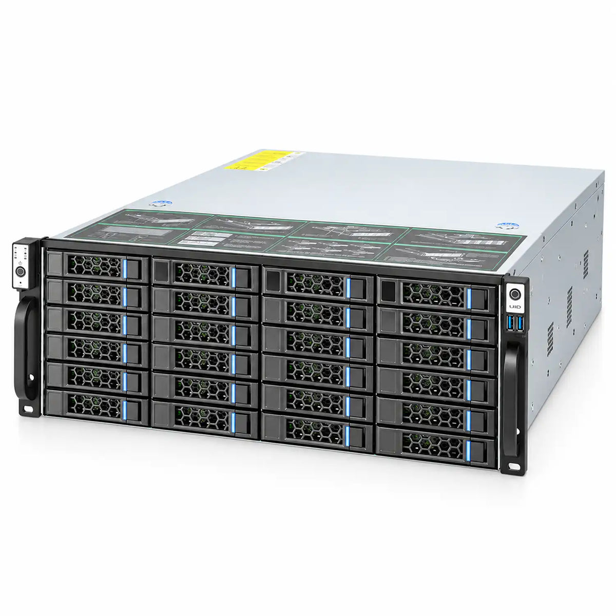 ProLab Design PL-465-24 4U rackmount server chassis front left angle with 24 drive bays -tpstech.in