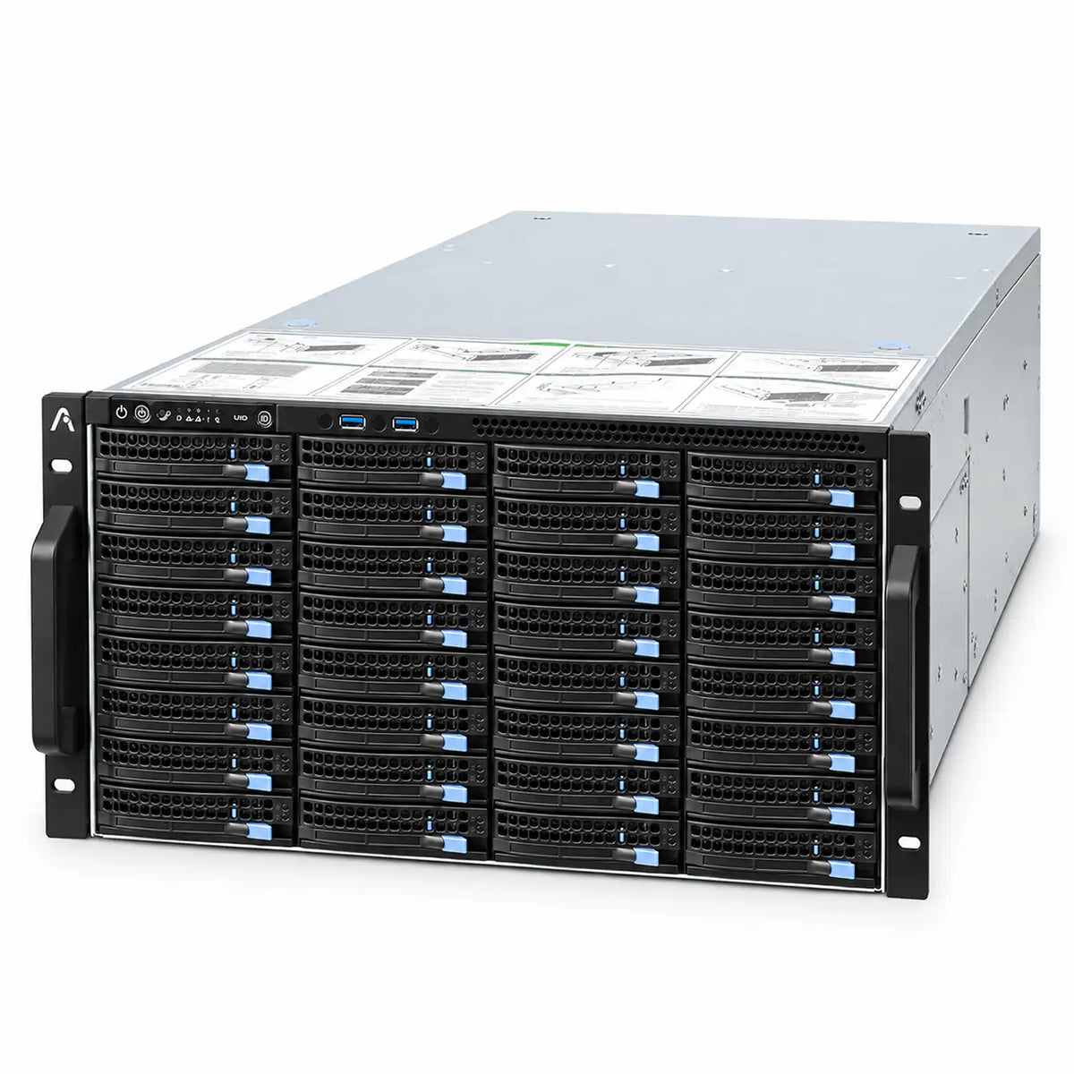 ProLab Design PL-S665-60 6U Rackmount Server Chassis for 60 Drives right angled view with rack handles -tpstech.in