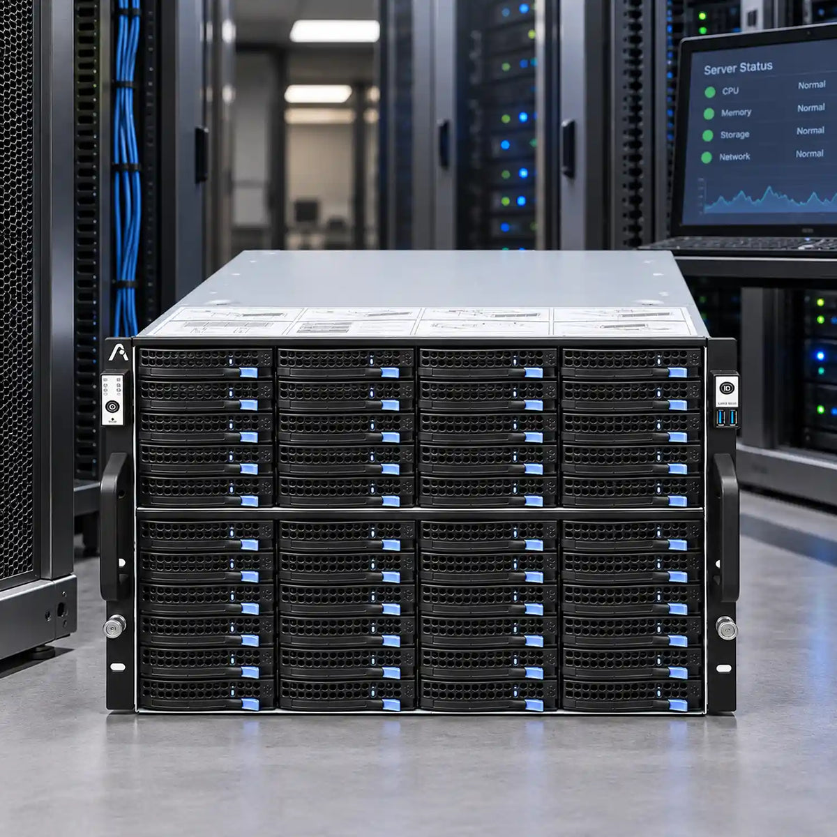 ProLab Design PL-S865-72 8U Rackmount Server Chassis 72-Bay Storage placed in server farm data center environment -tpstech.in