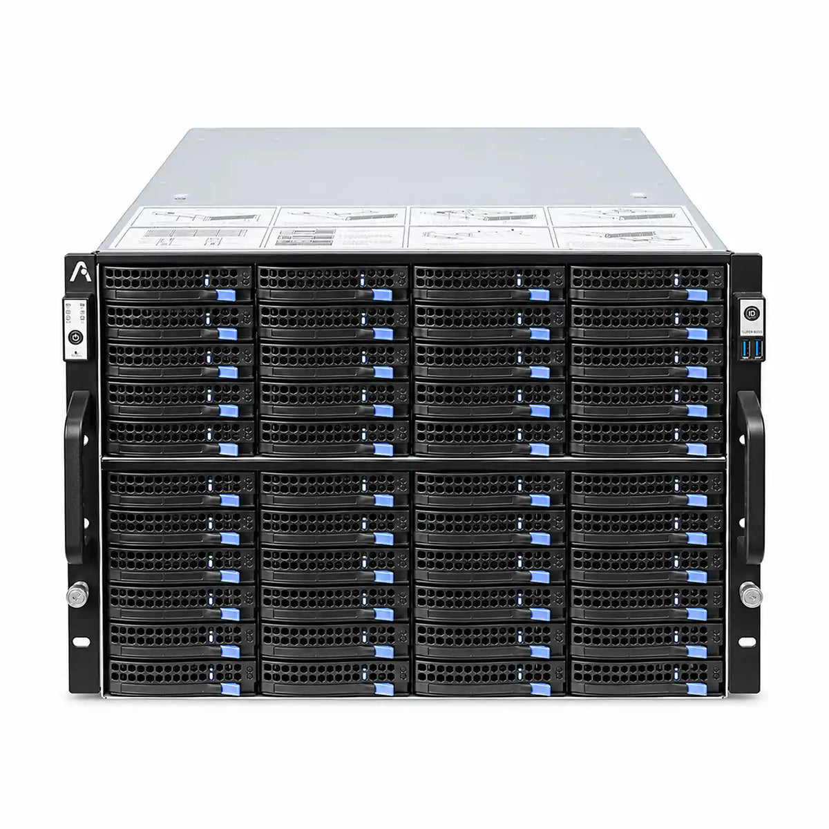 ProLab Design PL-S865-72 8U Rackmount Server Chassis 72-Bay Storage front view showing hot swappable drive caddies -tpstech.in