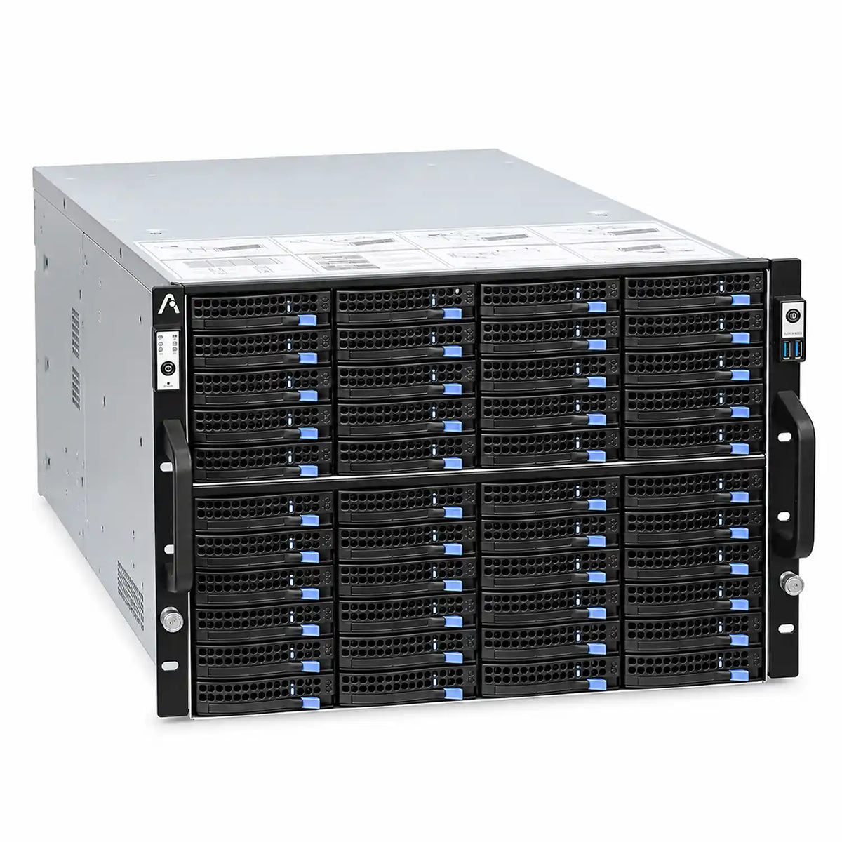 ProLab Design PL-S865-72 8U Rackmount Server Chassis 72-Bay Storage left isometric angle view with rack ears -tpstech.in