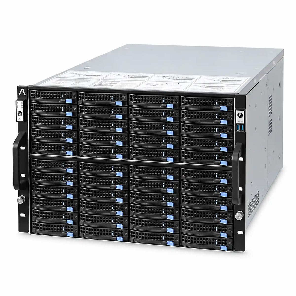 ProLab Design PL-S865-72 8U Rackmount Server Chassis 72-Bay Storage right angle view displaying heavy duty handles -tpstech.in