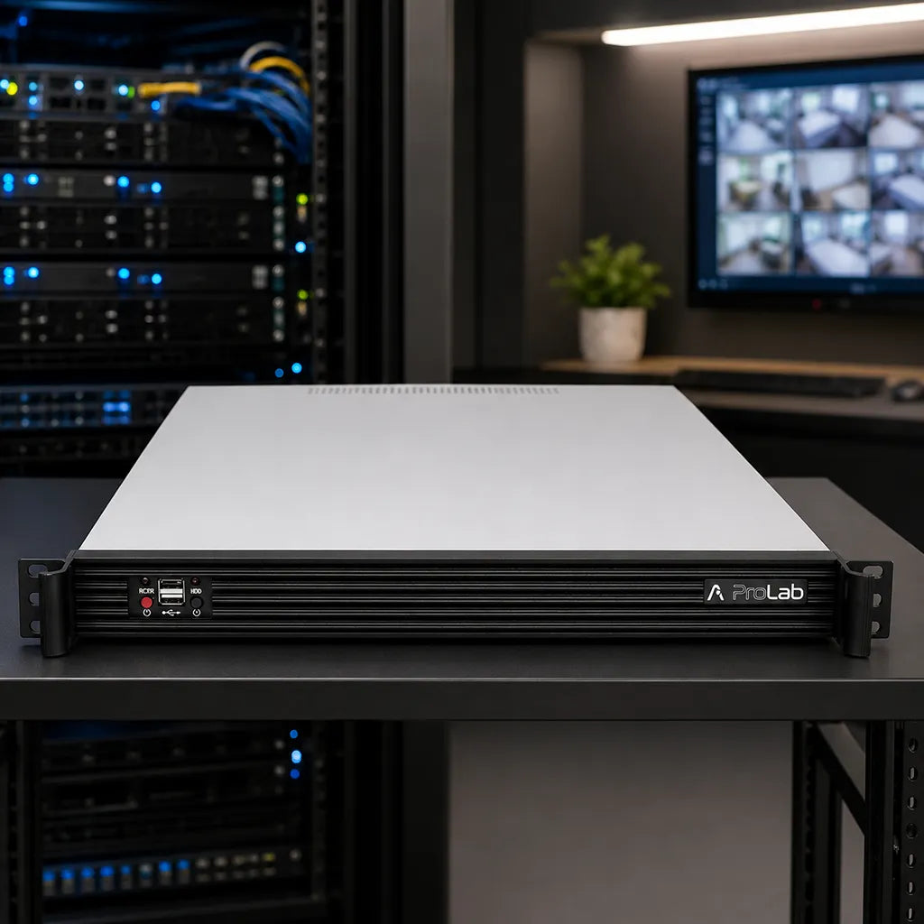 ProLab PL-1U-650L 1U rackmount server chassis installed in a server rack for enterprise infrastructure use -tpstech.in