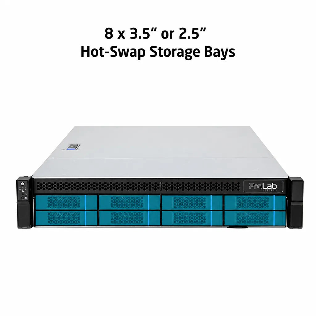 ProLab PL-265-08 2U rackmount server chassis with 8 x 3.5-inch or 2.5-inch hot-swap storage bays -tpstech.in