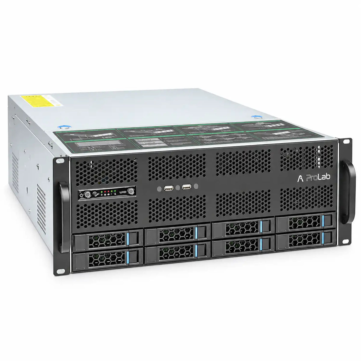 ProLab PL-465-08 4U rackmount server chassis front angle view with 8 drive bays -tpstech.in