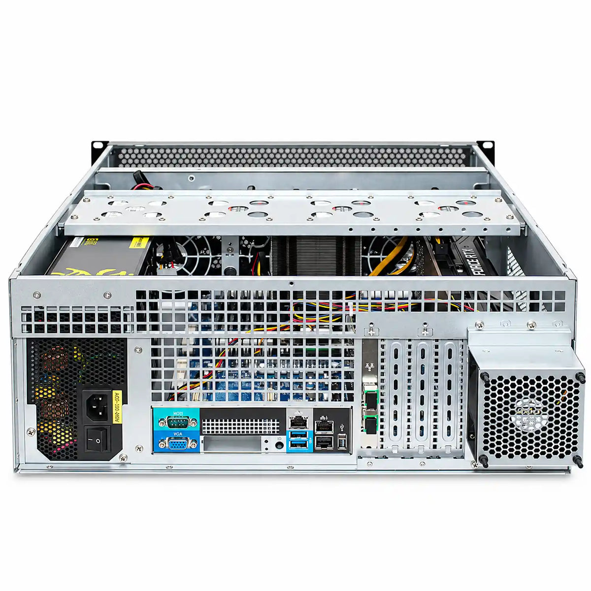 ProLab PL-4808 4U rackmount server chassis rear interior view with expansion slots and cooling components -tpstech.in